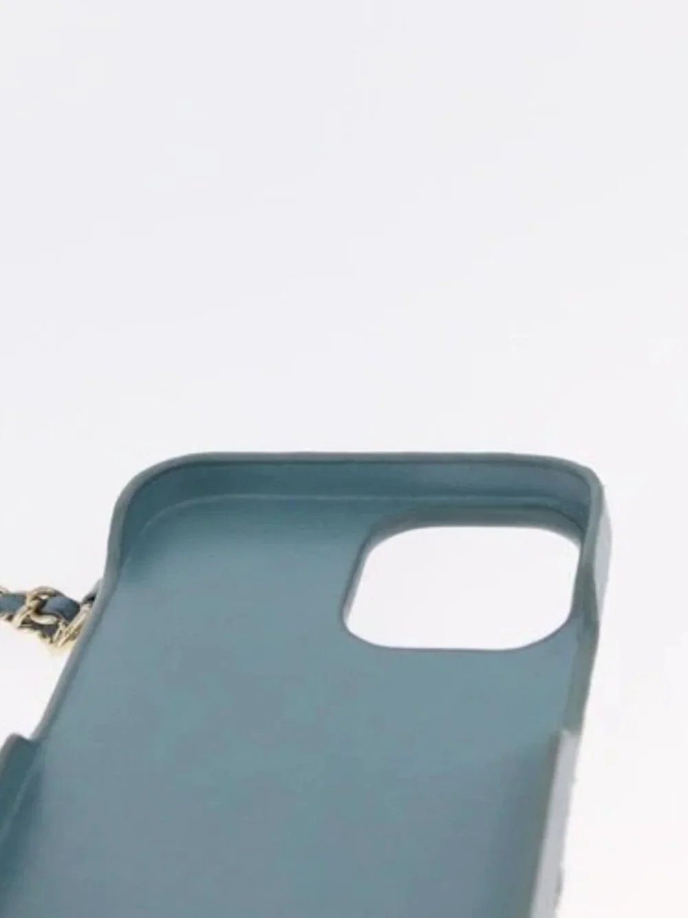 CHANEL iPhone Case Tweed Light Blue CC Auth bs32870